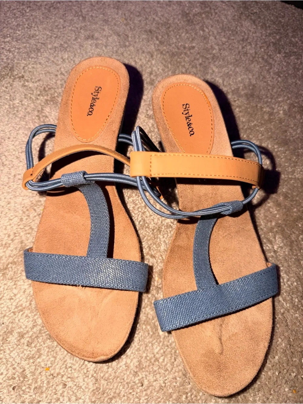 Style & Co. Blue and Tan Strappy Women's Sandals